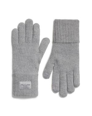 Rag & Bone Blake Metallic Wool Blend Knit Gloves - Gray