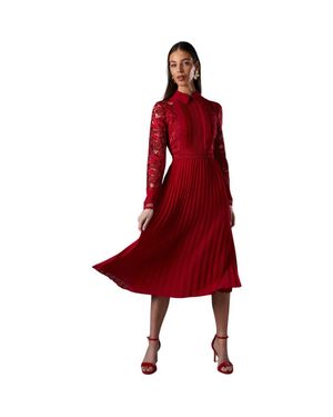 Coast Long Sleeve Midi Shirt Dress - Red