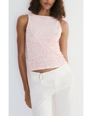 Mango Ruched Sleeveless Top - Pink