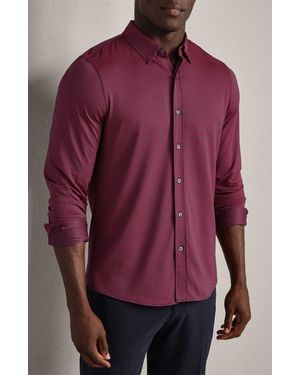 Rhone Commuter Slim Fit Sharktooth Wrinkle Resistant Stretch Button-Up Shirt - Purple