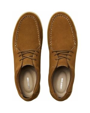Lands' End Moc Toe Suede Lace Up Sneakers - Brown