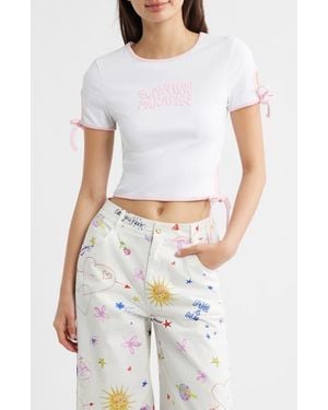 Kulani Kinis Baby Cutout Crop Stretch Cotton Rib T-Shirt - White
