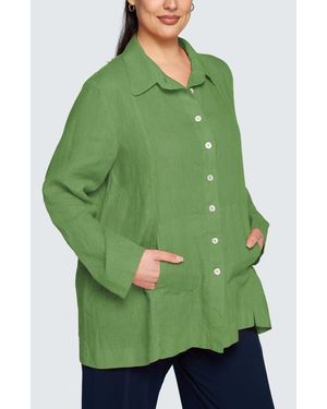 Luukaa Phalia Solid Linen Shirt - Green