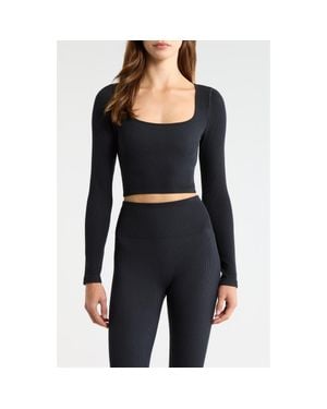 Lunya Seamless Flow Long Sleeve Pajama Top - Black