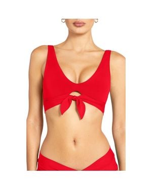 Robin Piccone Ava Knot Front Bikini Top - Red