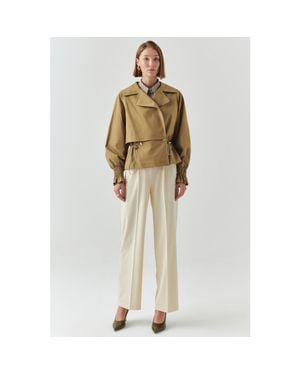 Exquise Yareli Shirt Collar Cotton Jacket - Natural