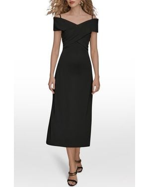 Donna Karan Off The Shoulder Midi Dress - Black