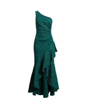 Eliza J Ruffle Lace One-Shoulder Gown - Green