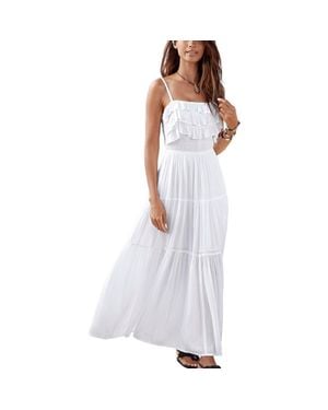 Lascana Ruffle Tie Back Maxi Dress - White