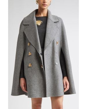 Carolina Herrera Double Face Virgin Wool Peacoat Cape - Gray