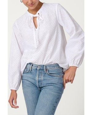 Shoshanna Classic Cotton Eylet Ollie Top - White