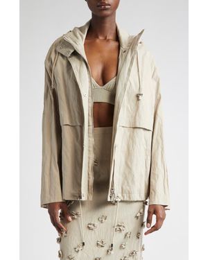 Michael Kors Metallic Gabardine Hooded - Natural