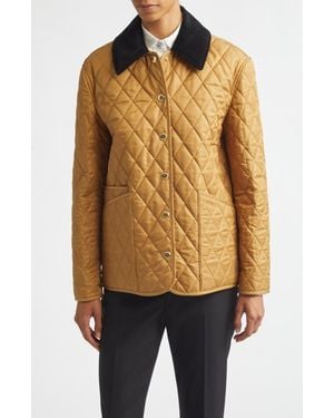 Burberry Dranefeld Corduroy Collar Quilted Jacket - Brown