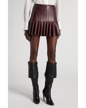 McQueen Pleated Leather Miniskirt - Multicolor