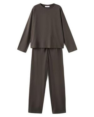 Mango Plain Cotton Pajamas - Gray