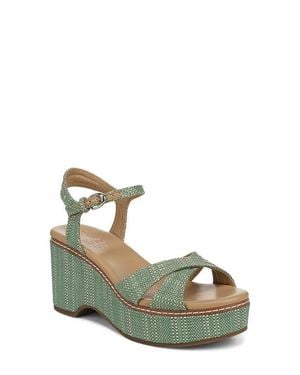Naturalizer Dovie Raffia Ankle Strap Platform Sandal - Green
