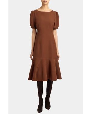 Santorelli Dasia Sheath Dress With Short Puff Sleeves - Brown