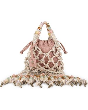 Kurt Geiger Mini Macramé Rope Top Handle Bag - Pink