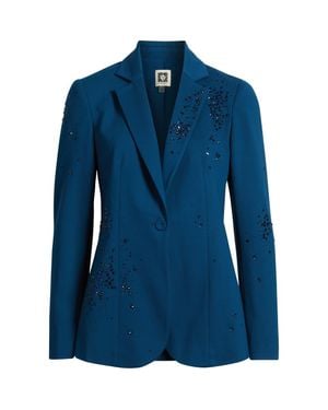 Anne Klein Embellished One-Button Blazer - Blue