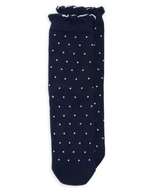 Casa Clara Jula Polka Dot Ruffle Cotton Blend Crew Socks - Blue