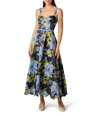 Aidan Mattox Floral Jacquard Party Dress - Green