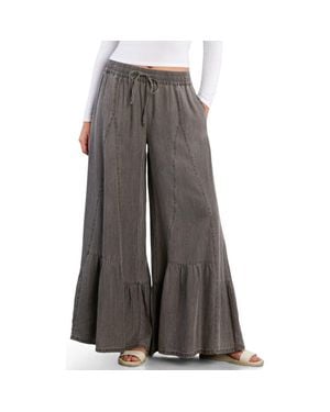 Billy T Drawstring Waist Tiered Pants - Gray