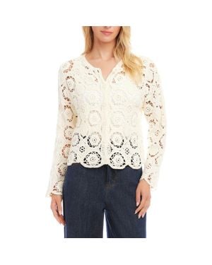 Karen Kane Open Stitch Jacket - White