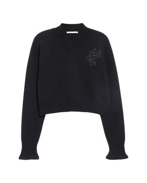 Cecilie Bahnsen Drusilla Embroidered Bow Wool Sweater - Black