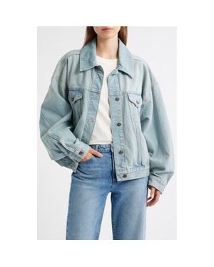 TOPSHOP Oversize Balloon Sleeve Denim Jacket - Gray