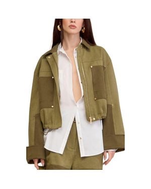 Cult Gaia Anders Colorblock Utility Jacket - Green
