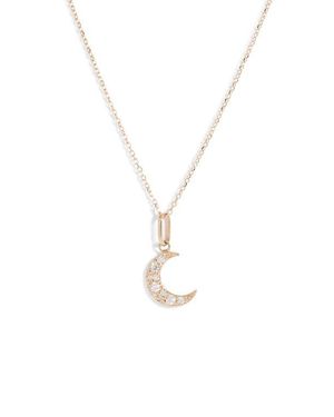 Anzie Luna Diamond Moon Pendant Necklace - Multicolor