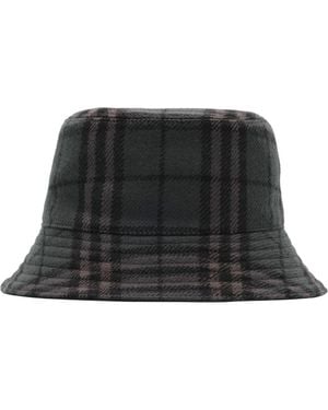 Burberry Reversible Check Wool Bucket Hat - Black