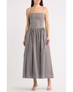 Line & Dot Chandler Fit & Flare Cotton Maxi Dress - Gray