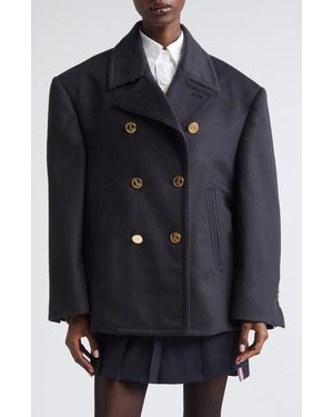 Thom Browne Oversize Cashmere Peacoat - Black
