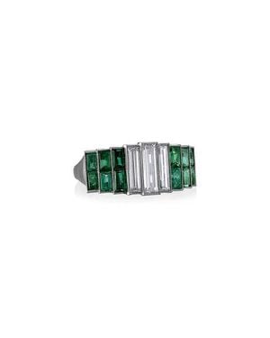 Mindi Mond Icon Baguette Diamond & Colombian Emerald Band - Green