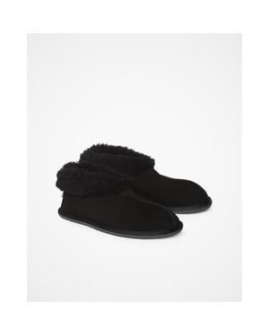 Celtic & Co. British Shearling Bootee Slippers - Black