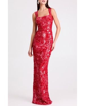 HELSI Iris Floral Sequin Gown - Red