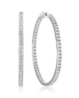 Crislu Pavé Cubic Zirconia Inside Out Hoop Earrings - White