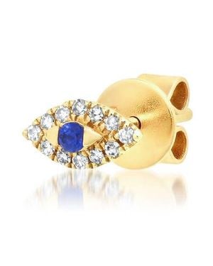 Elliot Young Single Evil Eye Stud Earring With 14K Sapphire & Diamonds - Metallic