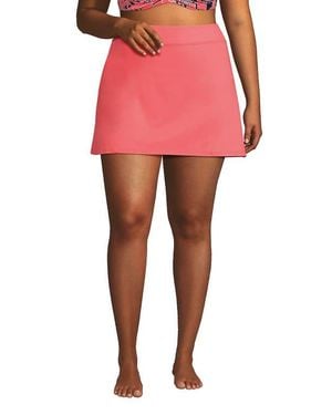 Lands' End Plus Size Tummy Control Swim Skirt - Red