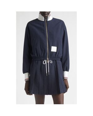 Thom Browne Wool Seersucker Track Jacket - Blue