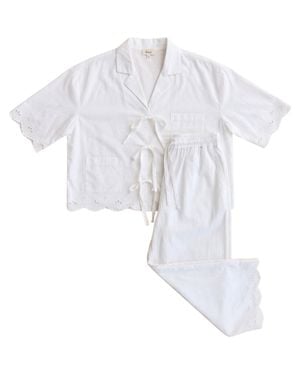 TBCo Cotton Shell Cropped Pajamas - White