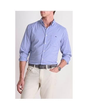Vineyard Vines Topsail Classic Fit Gingham Button-Down Performance Shirt - Blue