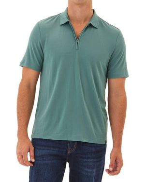 Threads For Thought Erick Solid Peached Piqué Zip Polo - Green