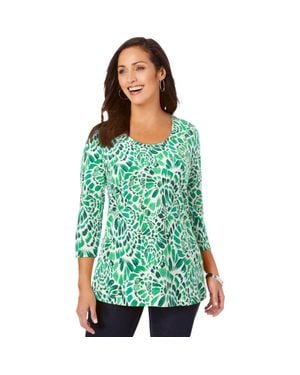 Jessica London Stretch Cotton Scoop Neck Tee - Green
