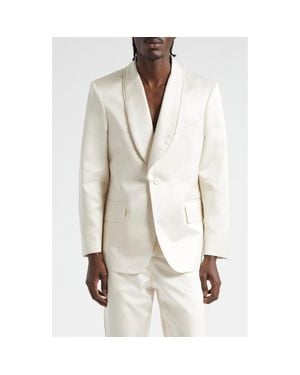 Bode Shawl Collar Silk Twill Tuxedo Jacket - Natural