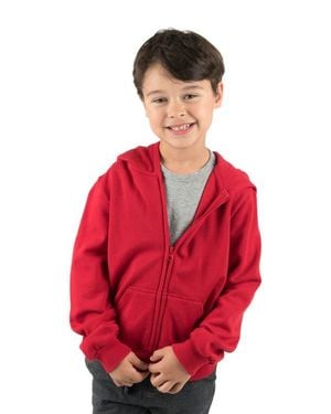 Leveret Kids Zip-Up Sweatshirt Hoodie, Cotton Blend, Solid Colors - Red