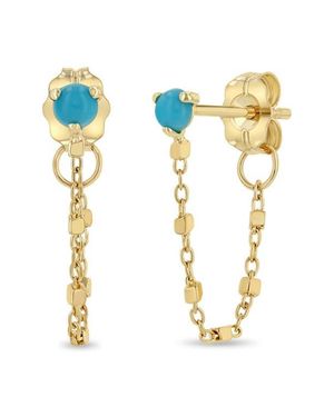 Zoe Chicco Chain Drop Earrings - Blue