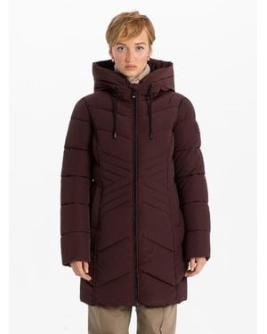 Point Zero Star-Stitch Chic Long Puffer Jacket - Purple