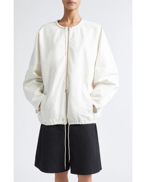 Partow Bond Drawstring Cotton Canvas Bomber Jacket - White